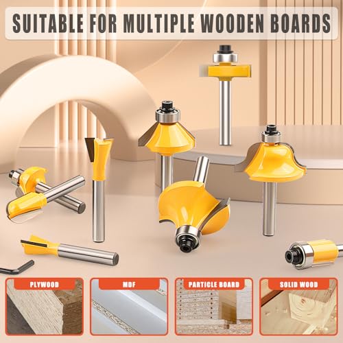 35PCS Router Bit Set 1/4" Shank - Carbide Tipped Woodworking Kit for Professionals & Beginners, Aluminum Alloy Box Included