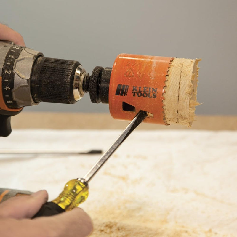 Klein Tools 31900 Bi-Metal Hole Saw, 6-3/8-Inch, For Drywall-Ceiling Tile-Steel-Wood-Plastic, Stainless Steel, Recessed Lighting 6-3/8" (16.2 cm)