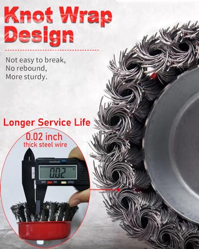 WENHUALI 4" Coarse Twisted Knotted Wire Wheel Cup Brush for Angle Grinder 4 PACK 4'' Cup Brush