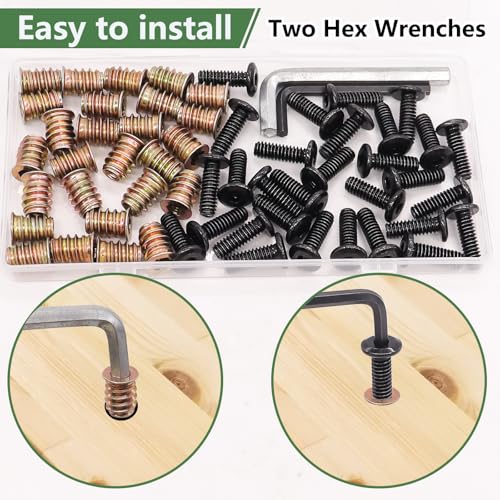 Threaded Inserts for Plastic, 150PCS Heat Set Inserts M2 M3 M4 M5 M6 + 30 Sets 1/4-20 x 3/4" Furniture Screws Wood Threaded Inserts