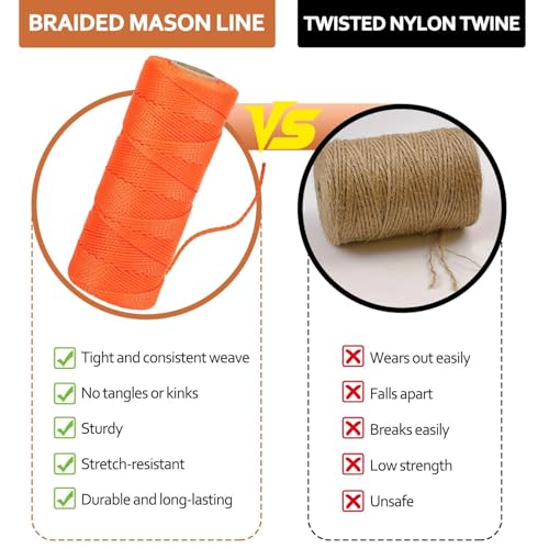 Heavy Duty Mason Line String, Construction String 6 Pack 500ft Nylon Twine