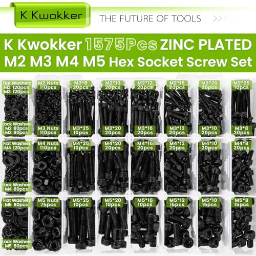 M2 M3 M4 M5 Hex Socket Head Cap Machine Screws + M3 M4 M5 M6 Hex Button Head Screw Set