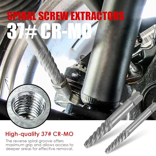 35-Pieces Screw Extractor Set, 37# Cr-Mo & 6542# Left Hand Reverse Drill Bit, Easy Out Multi-Spline Allen Screw Removal Kit for Ez Speed Out Stripped, Broken, Damaged, Rounded Bolt Head Tool