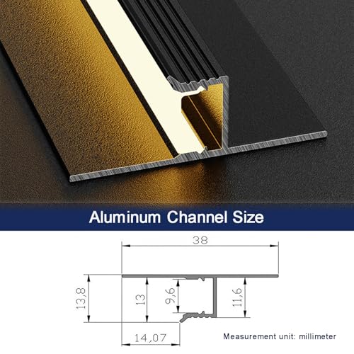 Trimless Recessed LED Aluminum Channel, Drywall LED Channels with Diffuser Black, T Shape-Recessed,10Pack