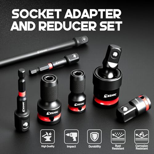 EZARC 21PCS Impact Socket Adapter Set with Swivel Joints and Couplers