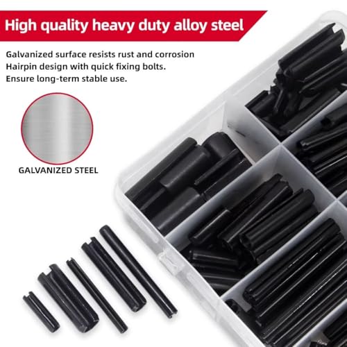 326-Piece Roll Pin Assortment Kit - 24 Sizes & 615-Piece Hairpin Cotter Pin Assortment Kit- - 6 Sizes