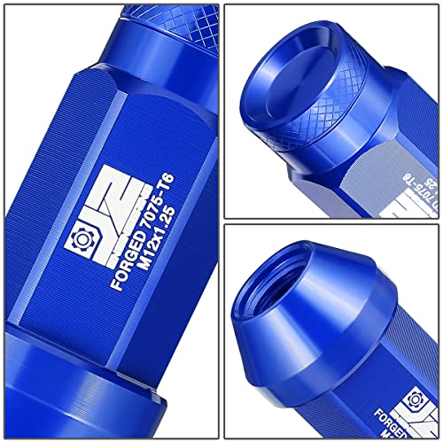 J2 Engineering J2-LN-T7-037-125-BL M12 x 1.25 T6-7075 Aluminum 50mm Closed End Lug Nuts w/Deep Drive Extension Adapter,Blue, 24mm x 50mm