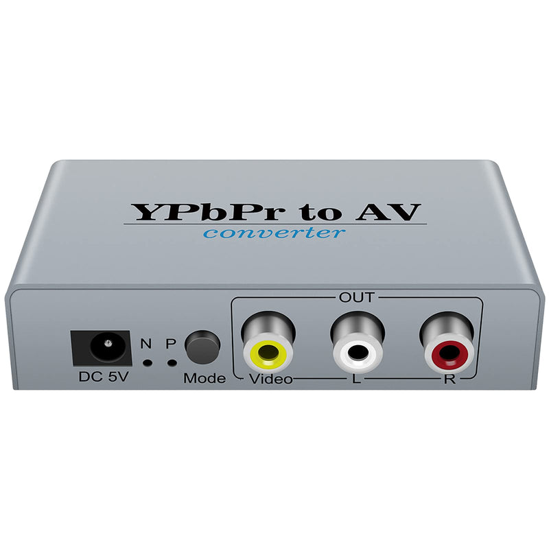 Component to AV Adapter, YPbPr to CVBC Converter + R/L, Supports 1080P Video Audio, for DVD PSP to HDTV Monitor