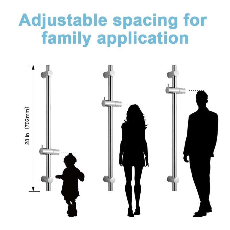 OFFO Shower Slide Bar 28 in Adjustable Installation Distance 19-27 in with 360° Adjustable Handheld Shower Head Holder for Bathroom, Screw Wall Mounted, Chrome Finish