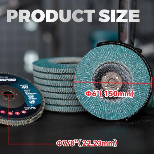 10 Pack 6" x 7/8" Zirconia Flap Discs, T29 Grinding Wheel, 80 Grit 80Grit-10Pack