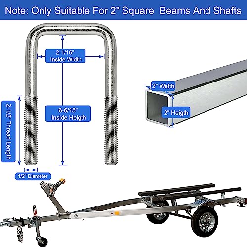 Boat Trailer U-Bolt 2-1/16" W x 6-5/16"L x 1/2" D 1/2" D x 2-1/16" W x 6-5/16" L 4pk