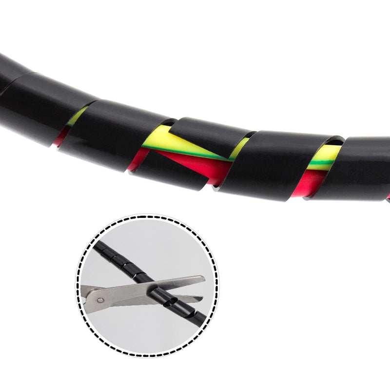 Spiral Cable Wrap,10ft – 1/2 inch Spiral Wire Wrap Cord Covers Bundle Sleeve Hose for PC TV Computer Electrical Wire Organizer, Black