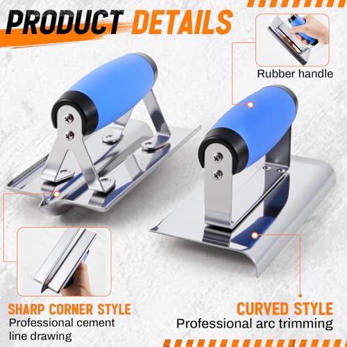 MorningRo 6 Pcs Masonry Tools Set, Cement Trowel Edger Groover with Bag