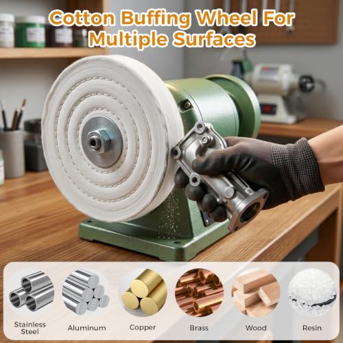 Car & Bench Polishing Buffing Kit, Sponge Pads + 4 Inch Cotton Wheels