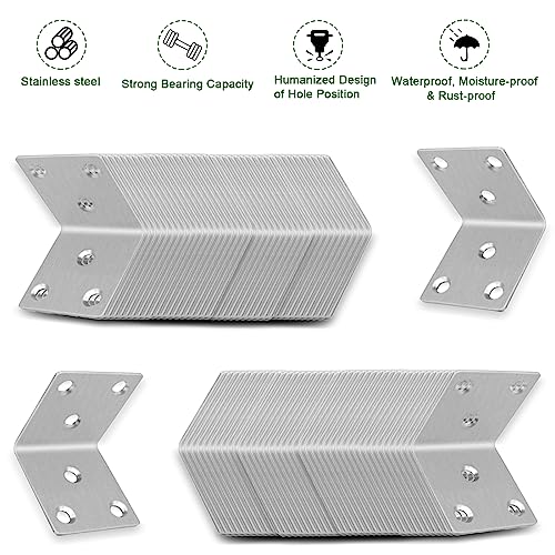 40PCS L Brackets 1.5X1.5X0.08IN 304 Stainless Steel Corner Braces 1.57X1.57X0.08IN