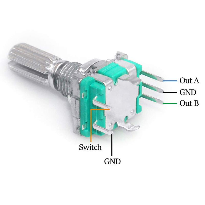 WayinTop 5 Set 360 Degree Rotary Encoder Module EC11 Digital Potentiometer Rotary Angle Encoder 5 Pin with Switch and Rotary Knob for Automotive Electronics Multimedia Audio
