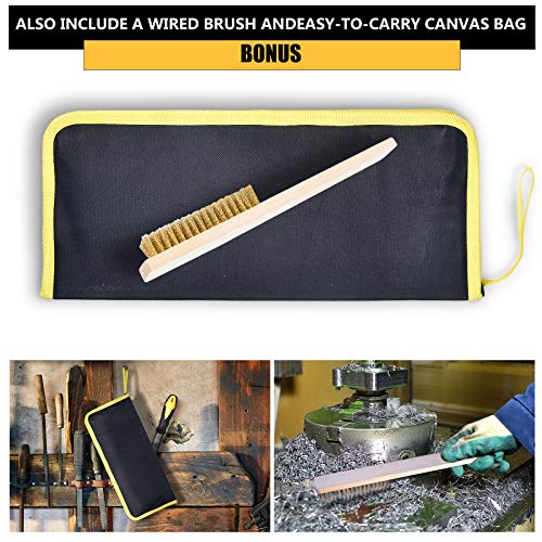 Metal File Set, Large Flat File/Half-Round File/Triangle File/Round File Black-17pcs