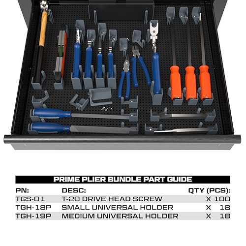 Modular Tool Organizer Bundles - Tool Box Organizer, Socket Organizer & Wall Panel Tool Organization System for Toolbox, Tool Kit & Garage Storage - PRIME PLIER BUNDLE