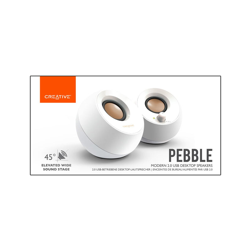 Creative Pebble 2.0 USB-Powered Desktop Speakers with Far-Field Drivers and Passive Radiators for PCs and Laptops (White) White