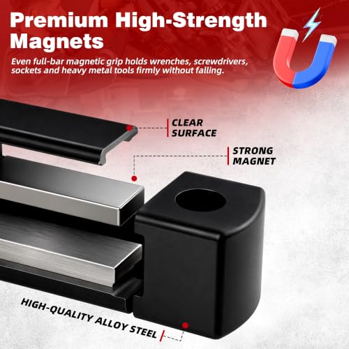 TOOLEAGUE 17" Double Sided Magnetic Tool Holder, Magnetic Tool Bar, 110LB 17"（2Pcs)