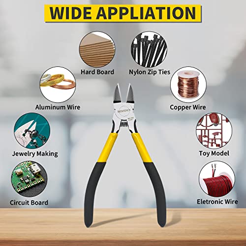 BOOSDEN Wire Cutter 6.5 inch Cutting Pliers Diagonal Cutter Snipper 10 Pack 6.5"- 10 Pack