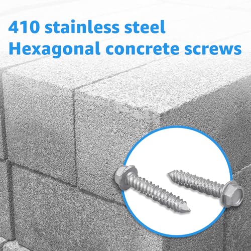 410 Stainless Steel Hex Concrete Screw 1/4" x 1-1/4" Concrete Screws