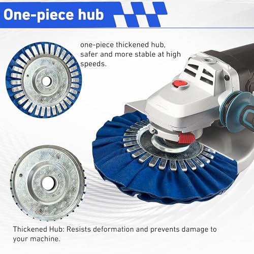 8" Airway Buffing Wheel Kit - 9Pcs Aluminum Metal Polishing Set with 5/8" Arbor Hole & Polishing Compound, Compatible with Angle Grinder for Mirror Finish