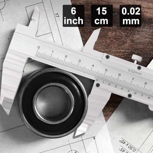 Stainless Steel Vernier Caliper, 150 mm Precision Caliper with Locking Screw, Spray Water and Dust-Proof Vernier Caliper for Household and Industry Measurement, Silver