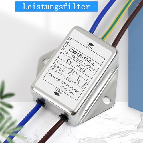 EMI Filter CW1B-10A-L(040) 250V Single Phase Filter (Pack of 2) | Electromagnetic interference filter, to suppress continuous and intermittent pulse interference