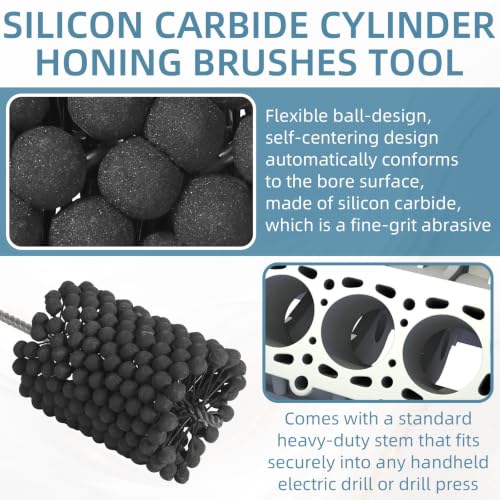 Cylinder Honing Ball Brushes, 4.125" (105mm) Diameter 240 Grit Cylinder Hone Tool, Ball Style Engine Cylinder Hone for Deburring & Crosshatch Finish, Engine Rebuilding on Cast Iron 5.91 inch