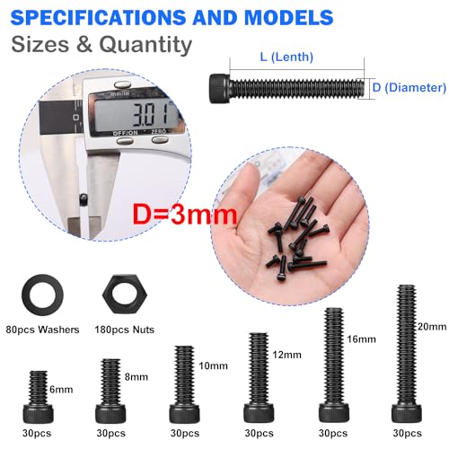 mxuteuk 620PCS M3 Screw Kit+mxuteuk Metric Screw Assortment Kit,M2 M3 M4 M5 Metric Bolts and Nuts Kit