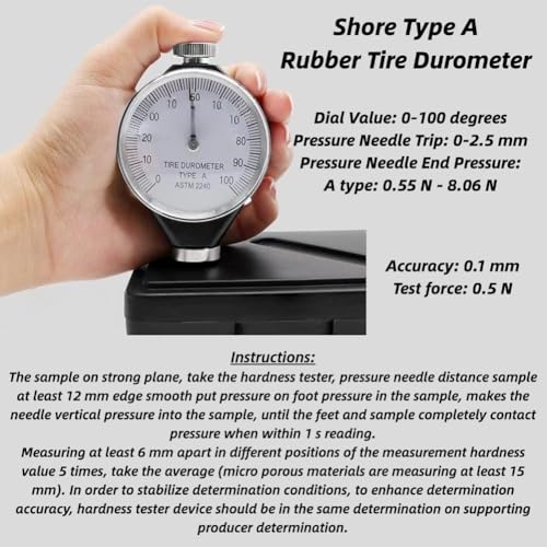 Rubber Tyres Durometer Shore Type A/O/D Hardness Tester Gauge 0-100 HA (A)