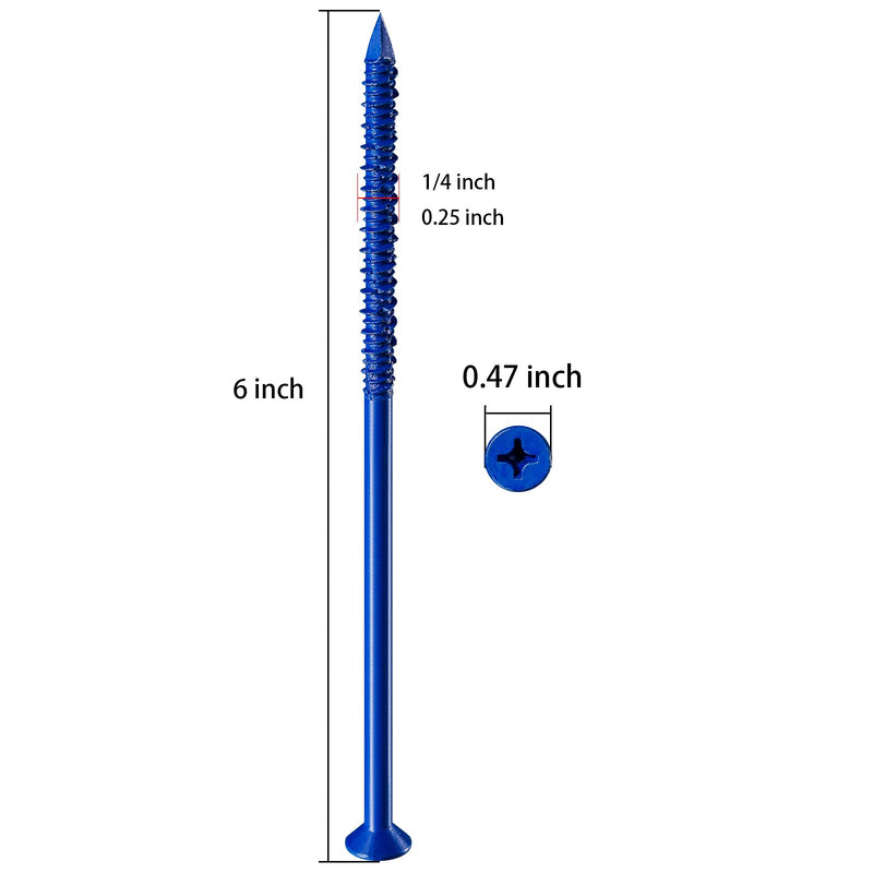 Wensilon (30 PCS) 1/4''x6 Concrete Screw Anchor Blue Flat Head for Anchoring to Masonry, Block or Brick Stucco 1/4"x6" 30