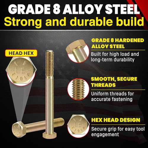 Chenango Supply 1/4-20 x 3 Grade 8 Hex Head Bolts 1/4-20x3 50pcs