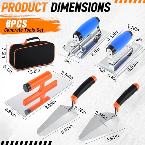 MorningRo 6 Pcs Masonry Tools Set, Cement Trowel Edger Groover with Bag