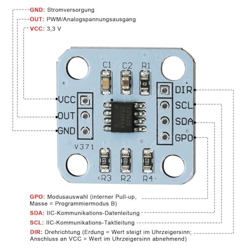 2 PCS 12bit High Precision AS5600 Magnetic Encoder, Magnetic Induction Angle Sensor Module, Comes with a Magnet for Angle Measurement, Induction, 12 Bit, High Precision