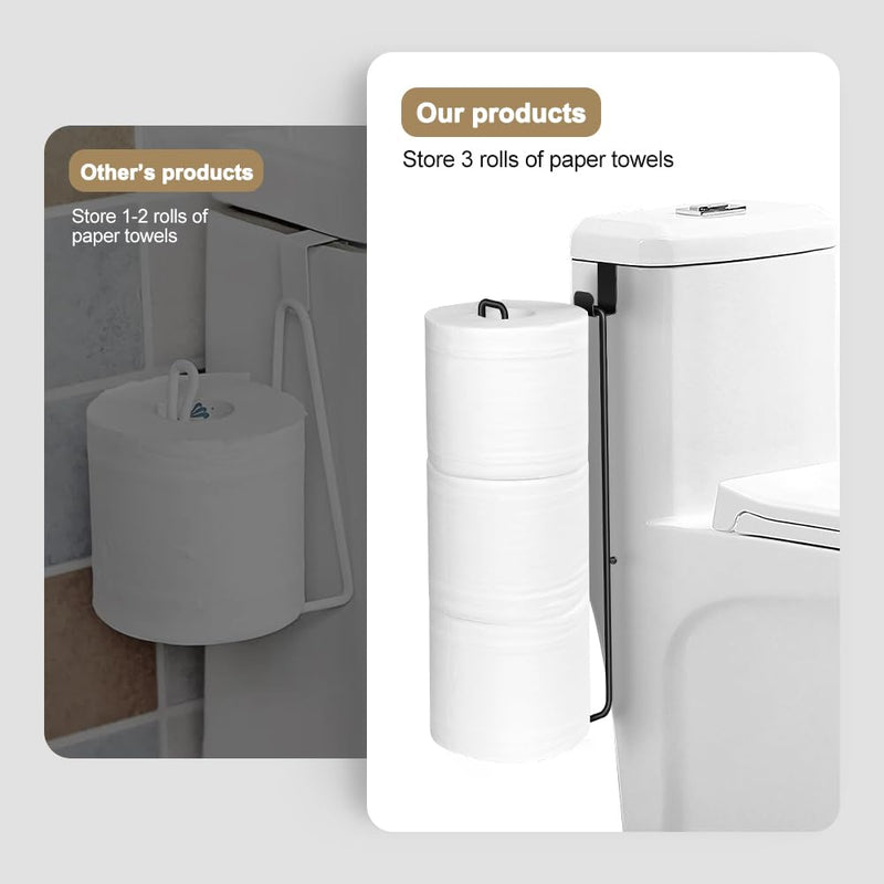 Black Bathroom Toilet Paper Roll Holder for 3 Rolls Tissue, Brushed Nickel, Over The Tank, Self-Adhesive Wall Mount, Stainless Steel (2Pcs) F:hold 3 Rolls Tissue(2pcs,black)
