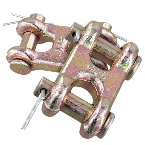 SOUJAP Twin Clevis Link, 3/8 Inch G70 Forged, Zinc Plated, 6600LBS Working Load Limit, for Truck Trailer Transport, 6 Pack, Golden