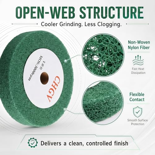200mm x 50mm Non-Woven Nylon Polishing Burnishing Wheel, 240 Grit Wire Drawing Abrasive Flap Wheels 8" x 2" Polishing Flap Wheel for Stainless Steel Aluminum Copper Wood Metal(Green) Green 8" x 2"