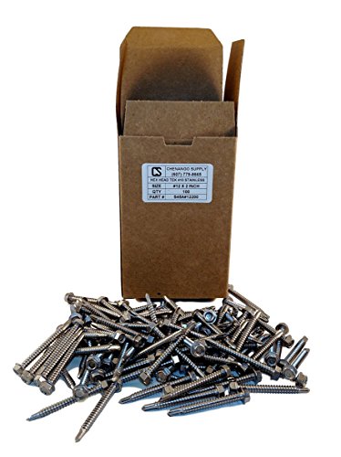 Chenango Supply #12 x 2 Stainless Hex Washer Head Tek Screws #12 X 2 INCH