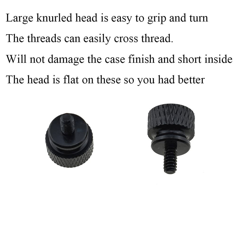 Hahiyo Anodized Aluminum Thumbscrews 6#-32 Thread Size Large Knurled Head Cage Mounts Hand Tighten Easy to Grip and Turn Not Damage Inside Sturdy, Black 10pcs (2021033103-Thumbscrews) 6#-32-Black-10Pieces