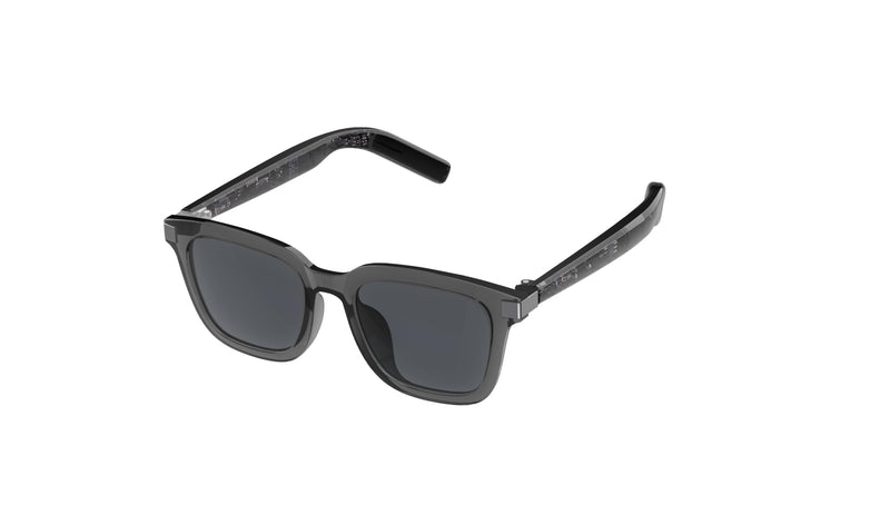 Smart Bluetooth Audio Glasses,UV Protection, Auto On/Off, Call/Music, Voice Assistant,Remote Control of Mobile Phone Camera Function,Transparent Gray Cool Temples ，Unisex