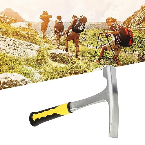 Geological Hammer, Duckbill Double Head Geology Hammer Geological Hammer Flat Mouthstone Hammer Sharpener Tip Geological Study Hammer with High Carbon Steel and Comfortable Rubber Handle