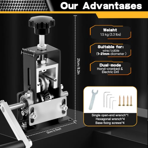 Manual Wire Stripping Machine, 0.04"-1" Drill Powered Dual Mode