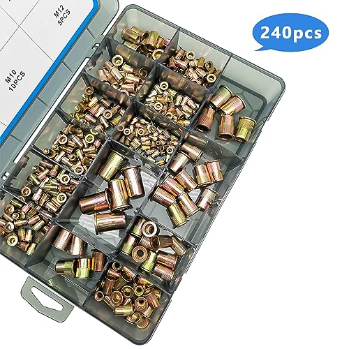 AKKTOL 200-pcs Stainless Steel Rivet Nut Kit + 240-pcs Rivet Nut Assortment Kit