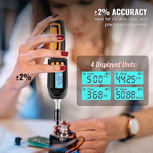 VEVOR Digital Torque Screwdriver, 1/4" Drive Screwdriver Torque Wrench, Electrician Torque Screwdriver with LCD, 2.65-70.67 in-lbs Torque Range, 0.01 N.m Increment Torque Screwdriver with Bits & Case Ultra 2.65-70.67 in-lb