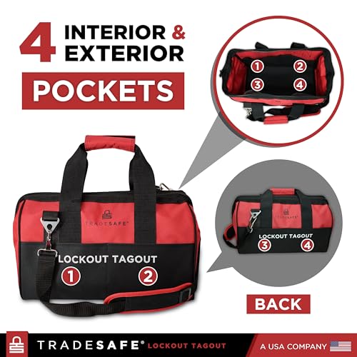 TRADESAFE Lockout Tagout Bag - XL Loto Bag, Heavy Duty Tool Bag Organizer Extra Large