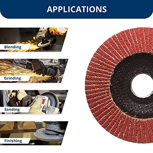 Benchmark Abrasives 4.5" x 7/8" Ceramic Type 27 Flap Discs 4 1/2 for Angle Grinder, Sanding Discs, Finishing, Stock Removal on Stainless Steel & More - Grinding Wheels 4 1/2 Inch - (10 Pack) 36 Grit