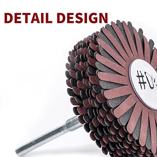 7-Pack Abrasive Cloth Flap Wheel - 1/4 Inch Shank for Woodworking Root Carving Furniture Polishing,Mop Sander Sanding80, 120, 150, 180, 240, 320, 400 Grit,Sanding Mops Woodworking 7pcs