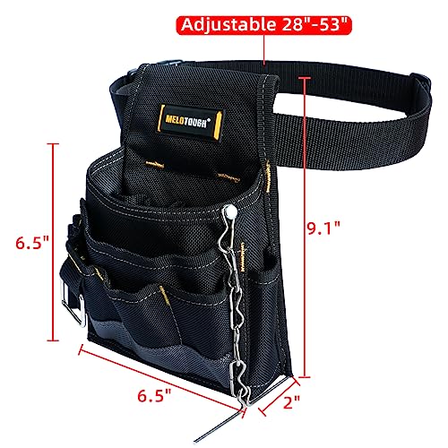 MELOTOUGH Pocket Tool Pouch Tool Belt Pouches with Belt Clip Utility Mini Tool Organizer Pouch + Electrician Tool Pouch Tool Belt Pouches with Belt Clip, Electrical Tape Chain